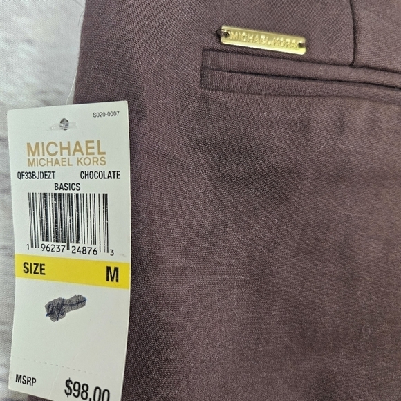 Michael Michael Kors Straight Pull On High Rise NWT Brown Pants Medium - Picture 3 of 12